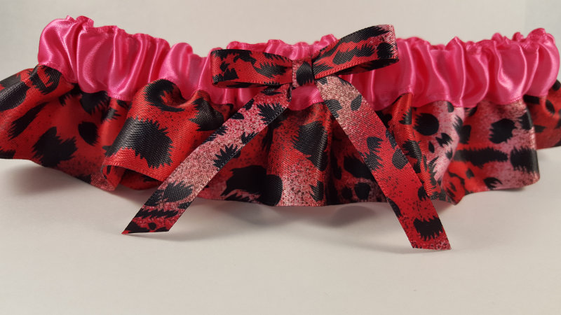 Hot Pink Satin Animal Print Garter